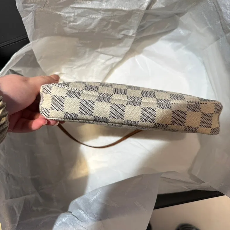 Louis Vuitton Damier Azur Canvas Pochette Bag Brown Small