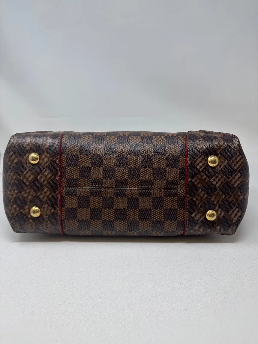 Louis Vuitton Damier Ebene PVC Shoulder Bag Brown Red