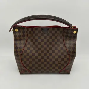 Louis Vuitton Damier Ebene PVC Shoulder Bag Brown Red