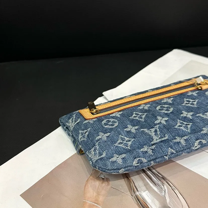 Louis Vuitton Denim Clutch Bag Blue