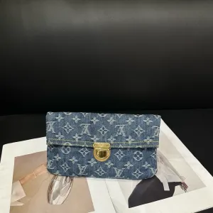 Louis Vuitton Denim Clutch Bag Blue