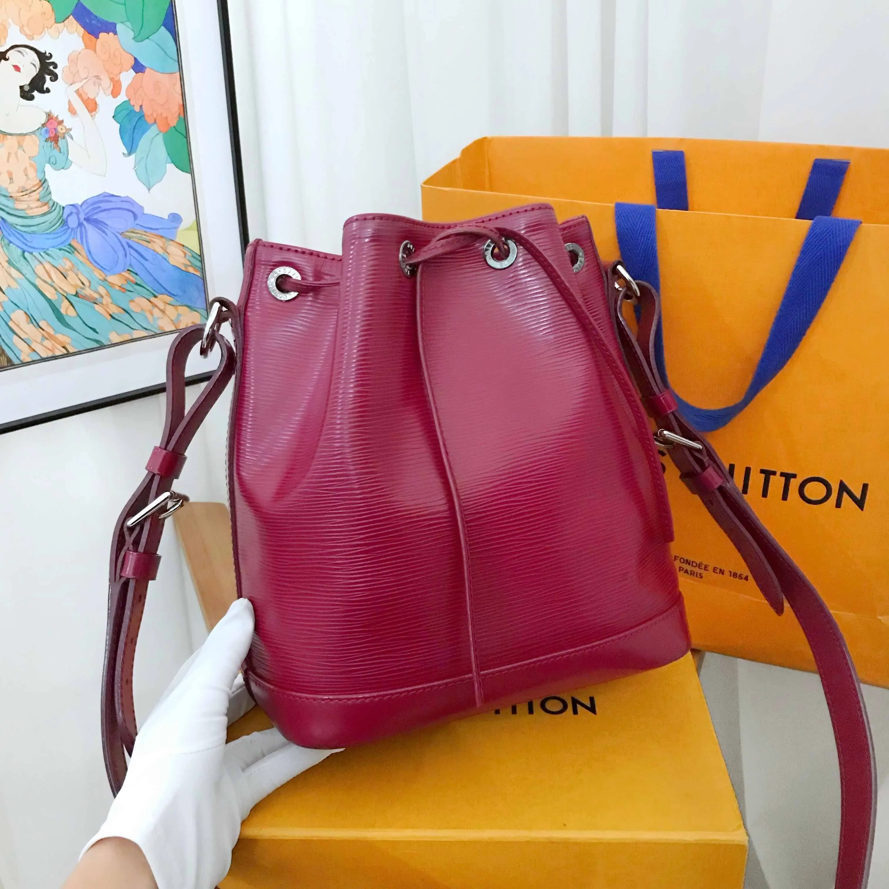 Louis Vuitton Neo Epi Red Leather Bucket Bag Large