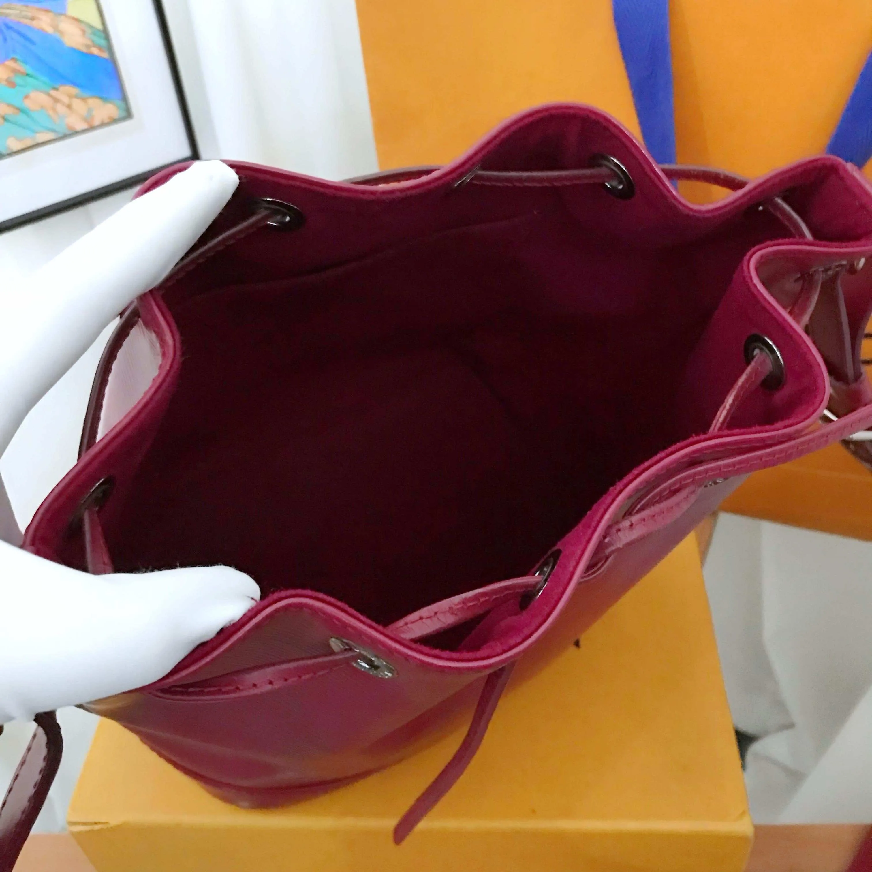 Louis Vuitton Neo Epi Red Leather Bucket Bag Large