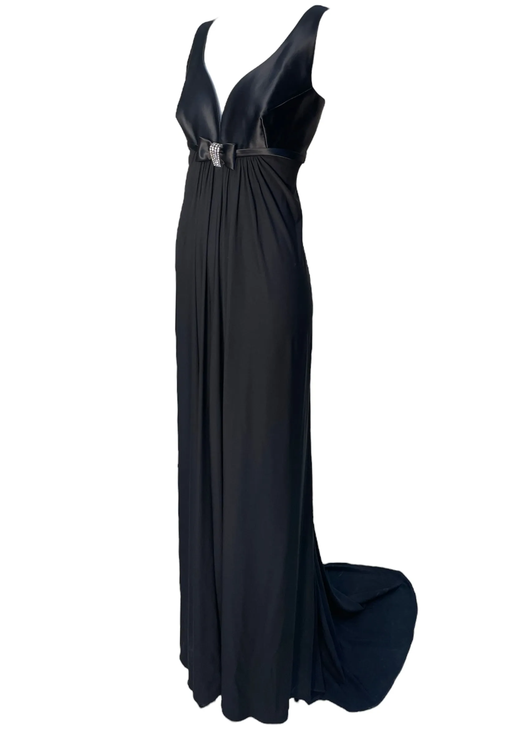 Marc Bouwer 2000's Old Hollywood Glam Black Evening Gown