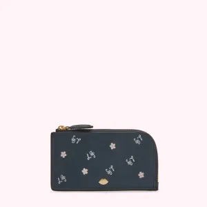 NAVY CHERRY BLOSSOM LEAH WALLET
