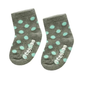 Non Slip Baby Socks - Polka Grey (0-12m)