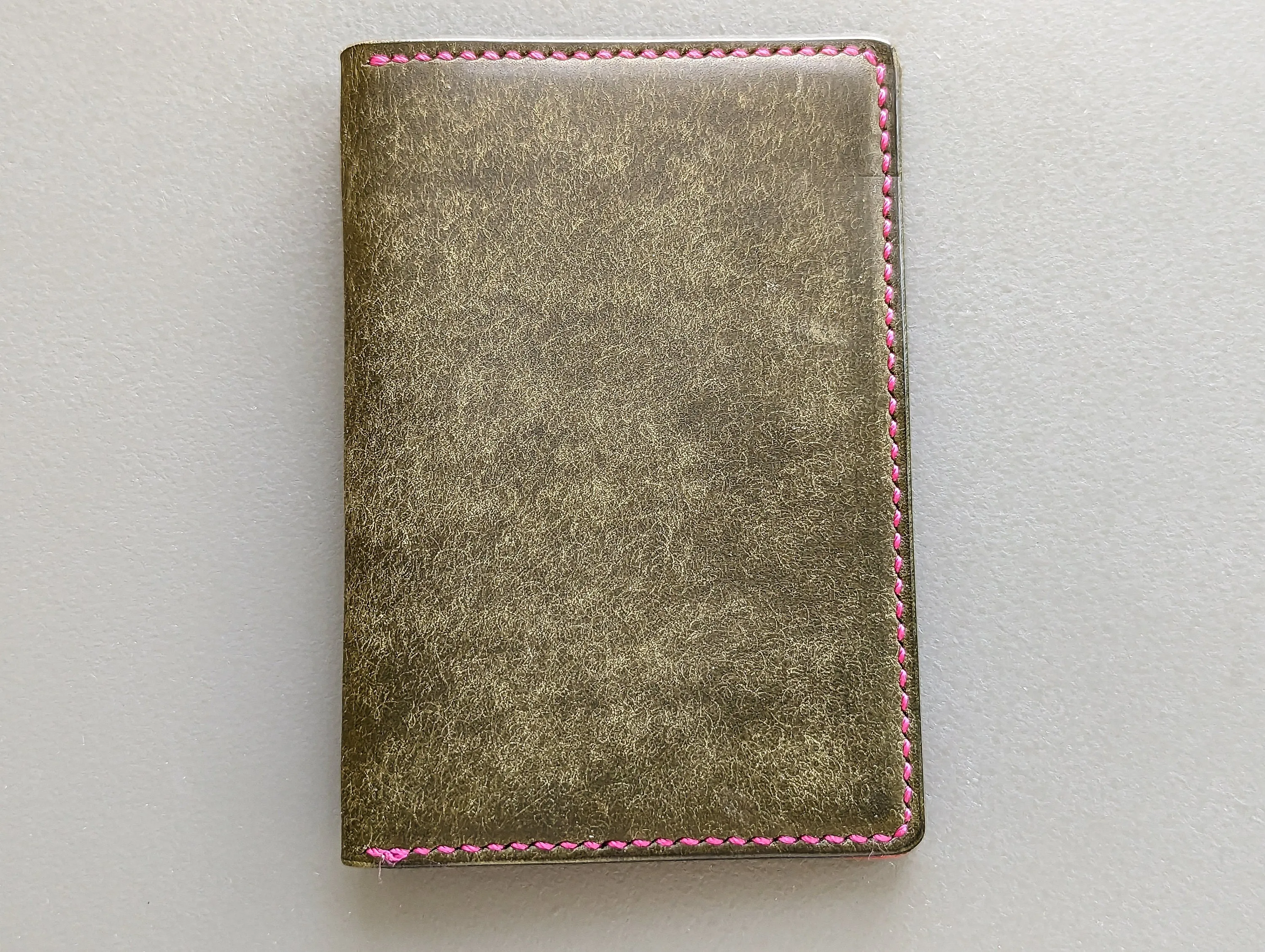 Olive and Pink Badalassi Carlo Italian Leather Passport and Papers Cover