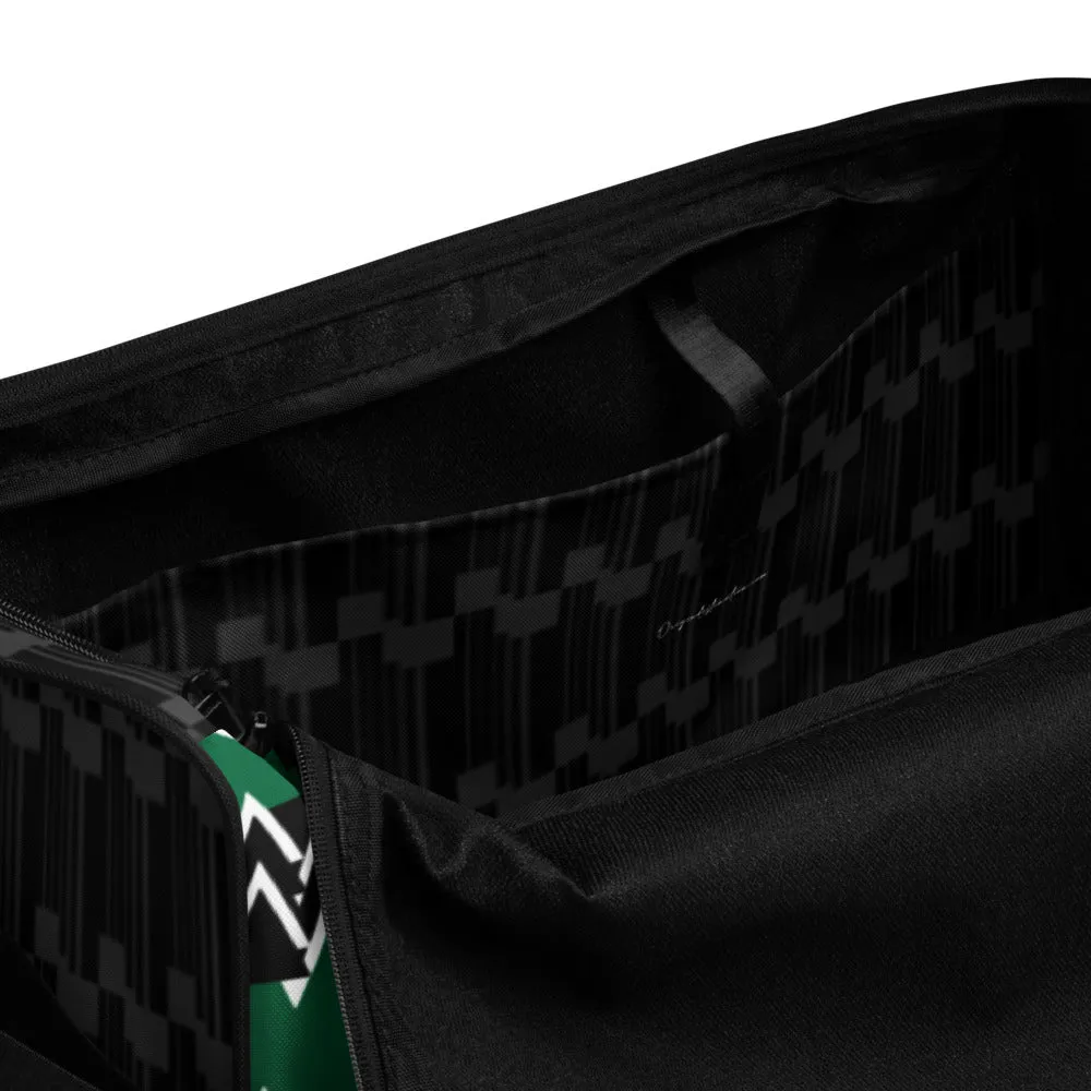 Origen Destination |On-Arrival Point of Origen Symbol-inspired Green Duffle bag