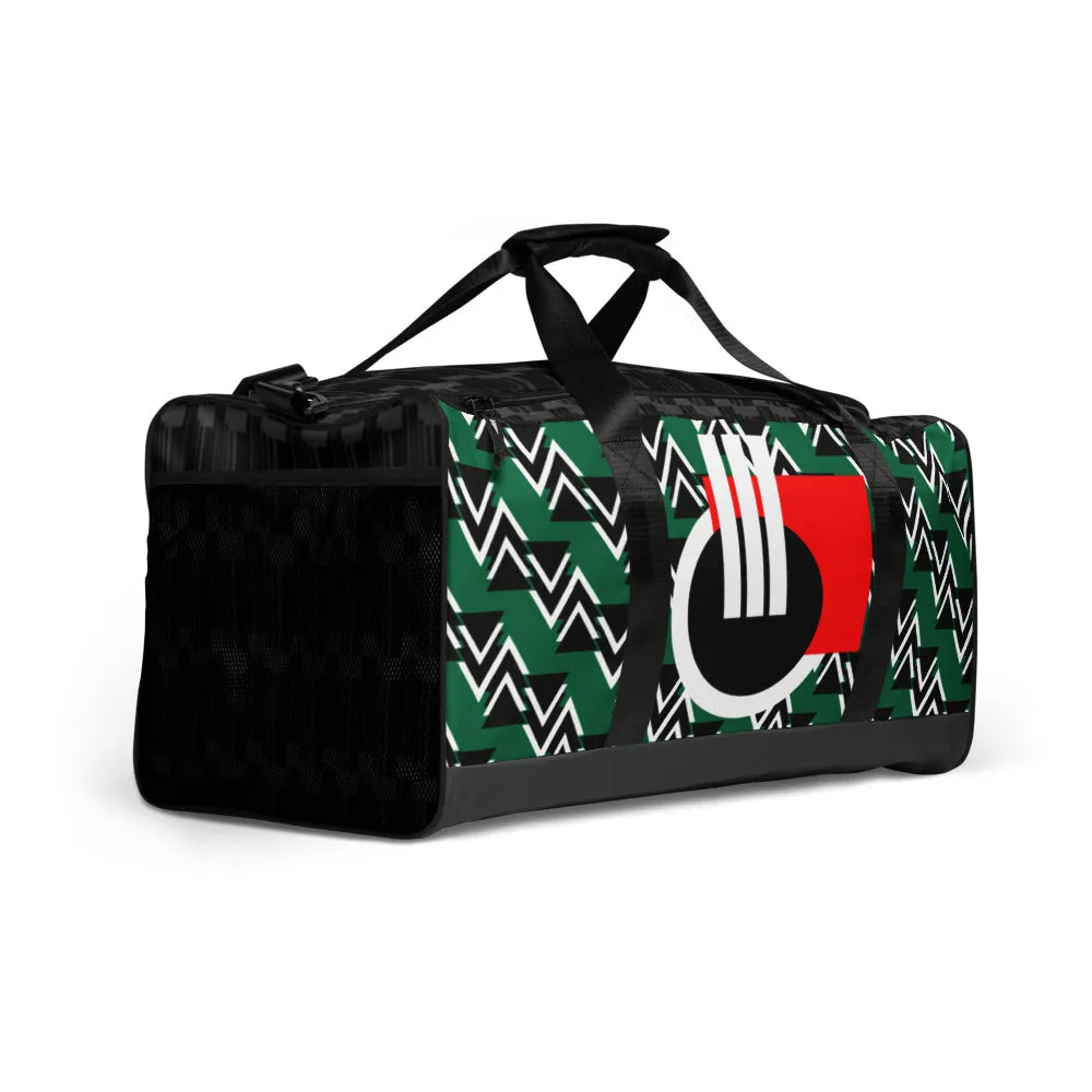 Origen Destination |On-Arrival Point of Origen Symbol-inspired Green Duffle bag