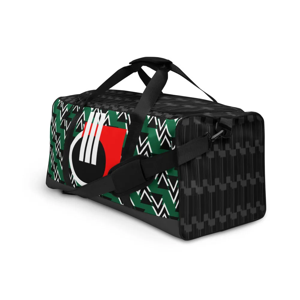 Origen Destination |On-Arrival Point of Origen Symbol-inspired Green Duffle bag