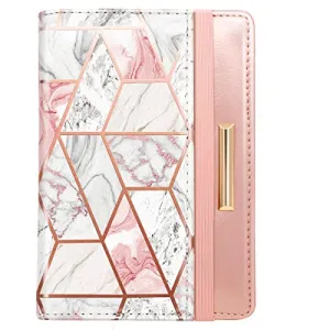 Passport Holder Cover,Traveling Passport Case Cute Passport Wallet for Women,Gold Pink Marble
