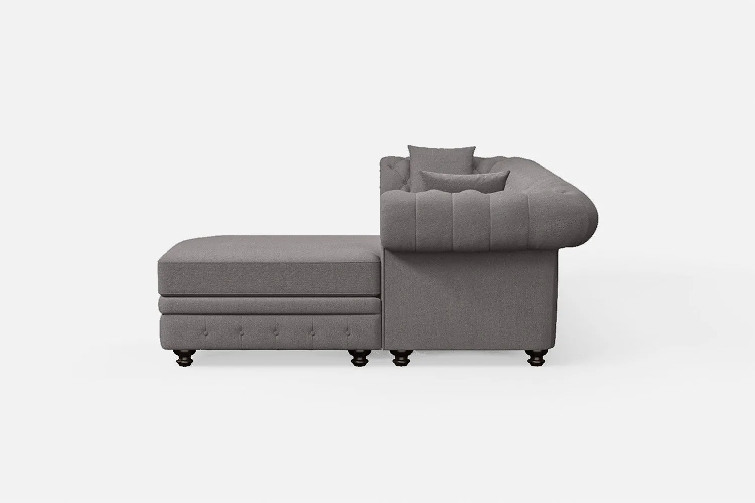 Pesaro 4 Seater Right Hand Facing Chaise Lounge Corner Sofa Grey Linen Fabric