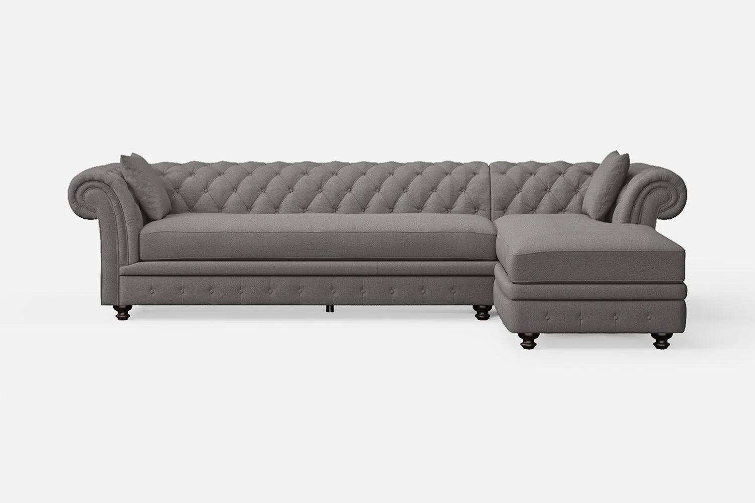 Pesaro 4 Seater Right Hand Facing Chaise Lounge Corner Sofa Grey Linen Fabric