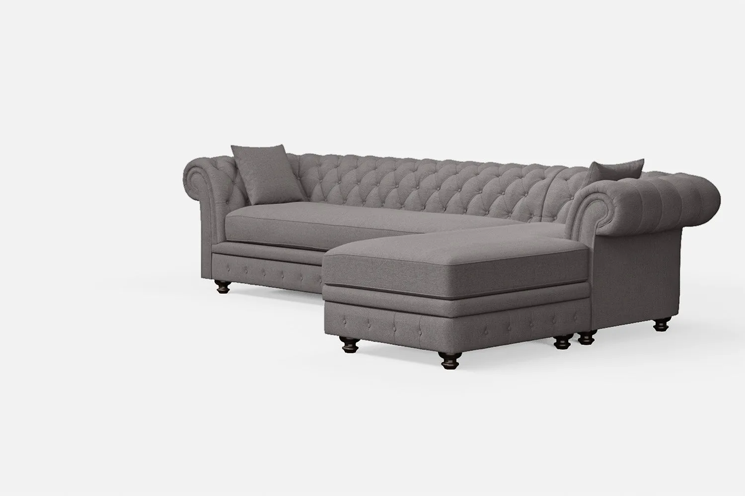 Pesaro 4 Seater Right Hand Facing Chaise Lounge Corner Sofa Grey Linen Fabric