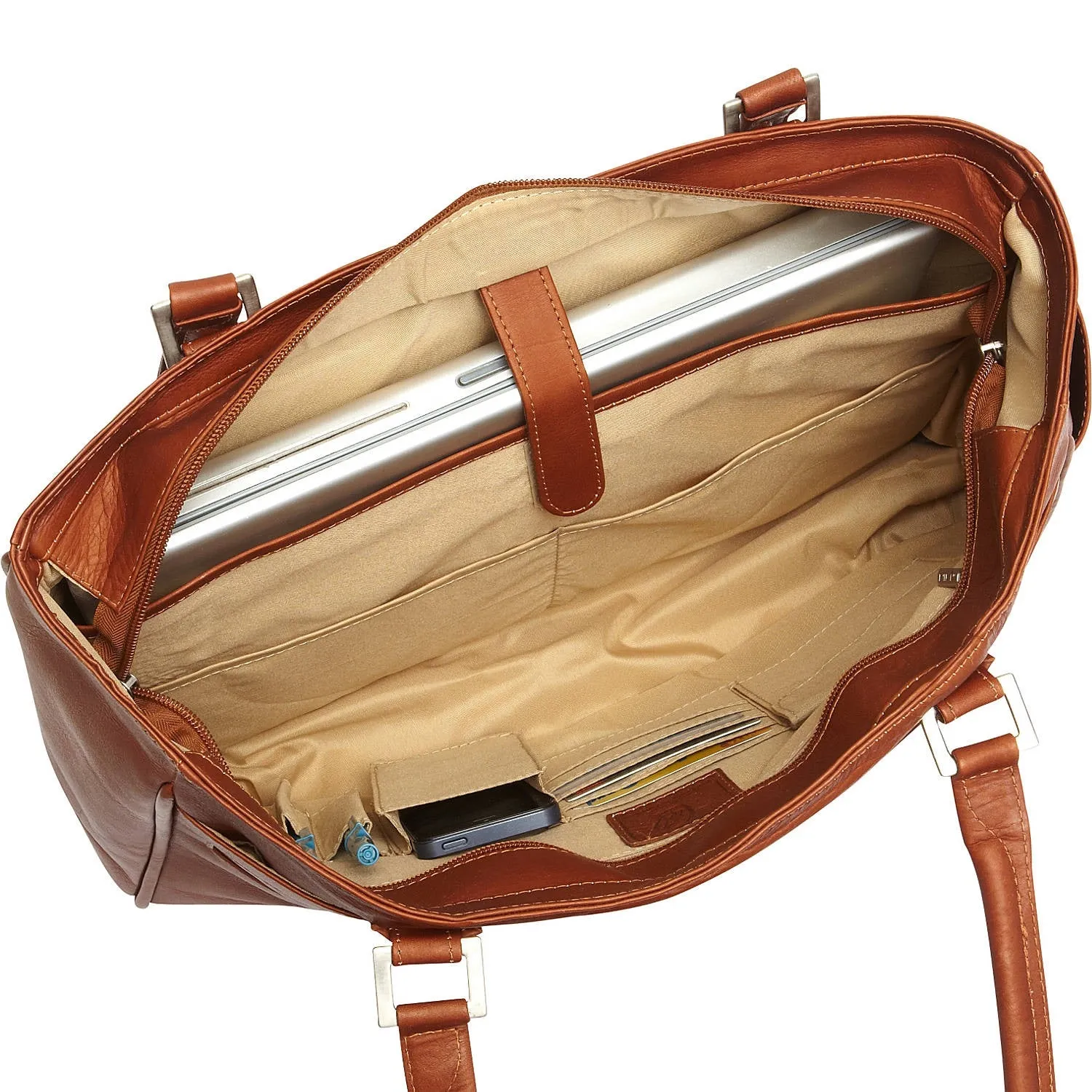 Piel Leather Ladies Laptop Tote With Pockets