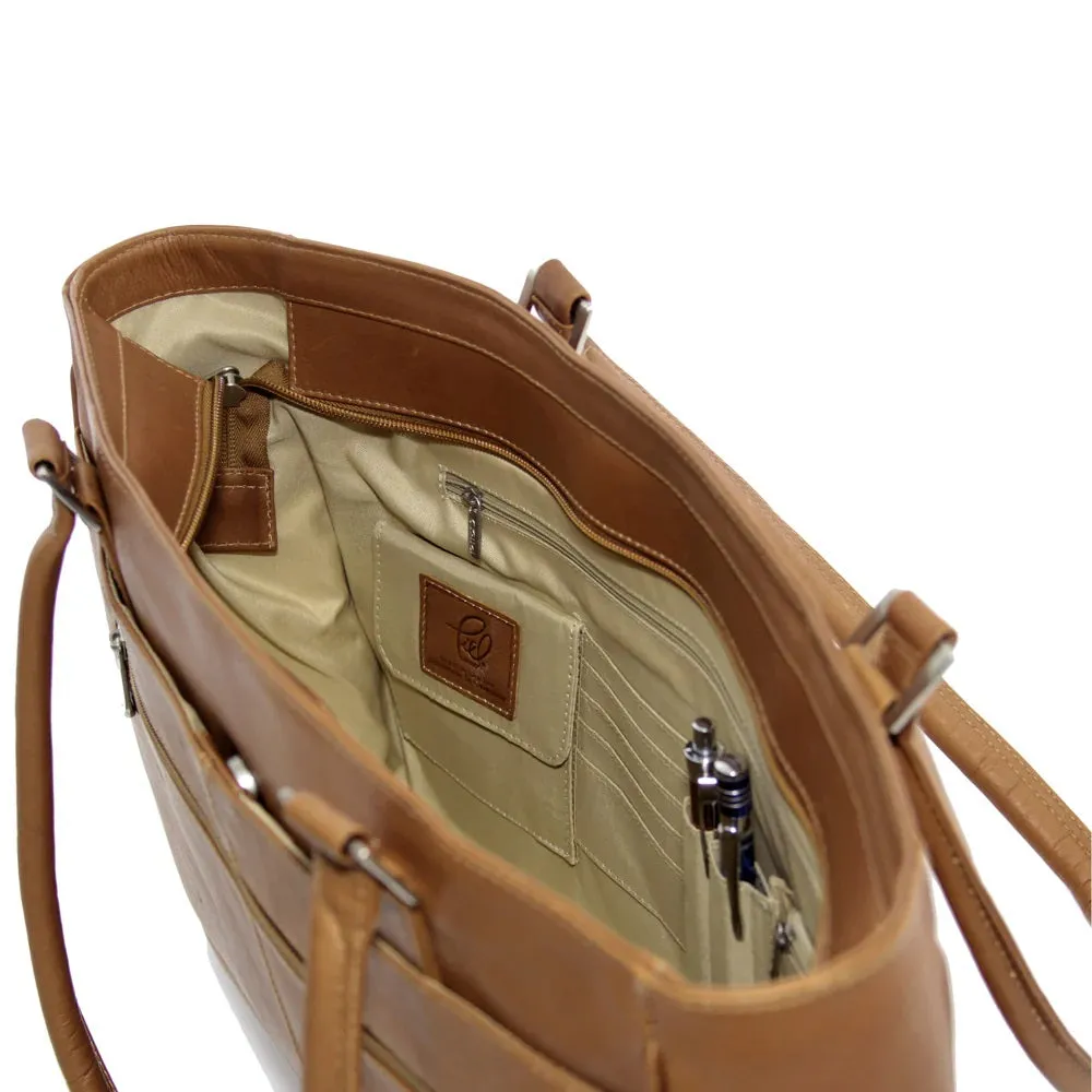Piel Leather Ladies Laptop Tote With Pockets