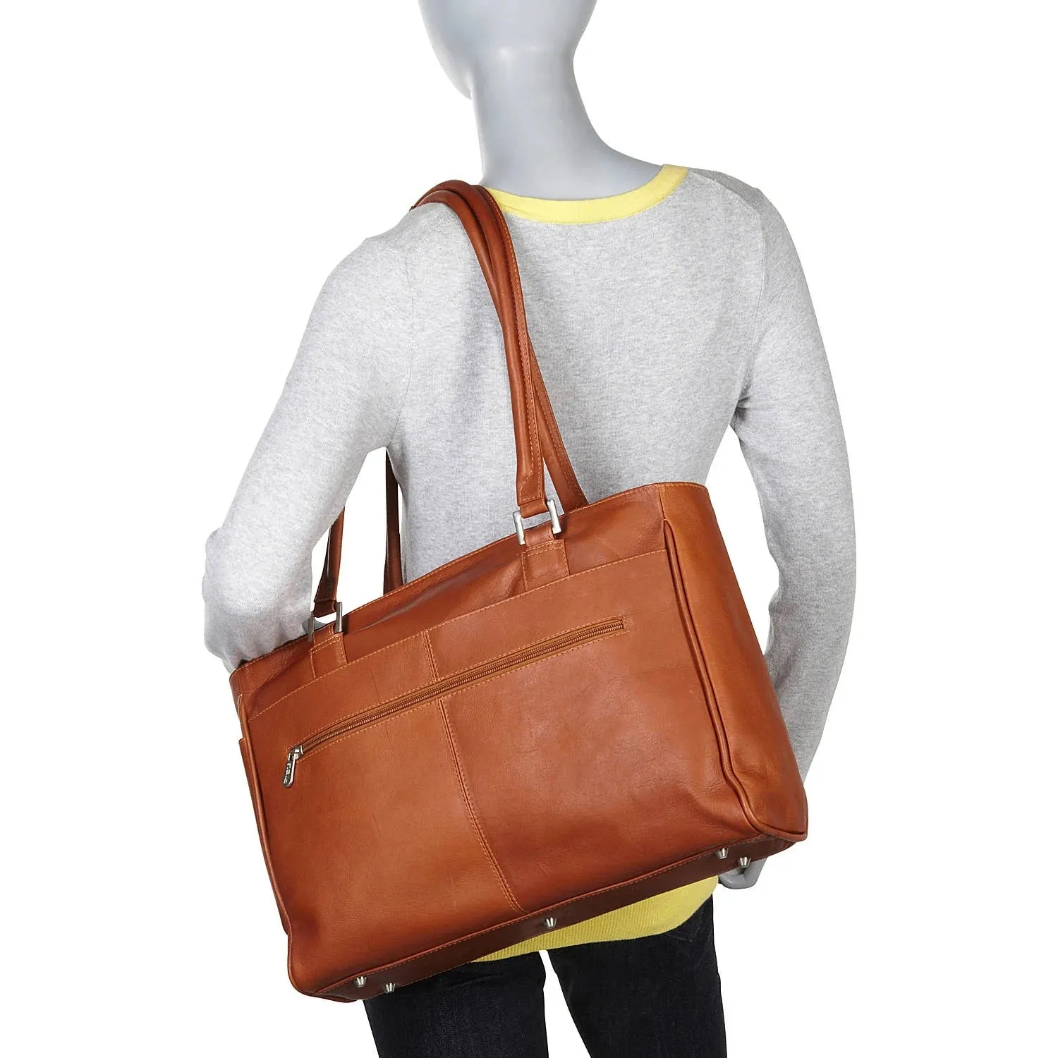 Piel Leather Ladies Laptop Tote With Pockets