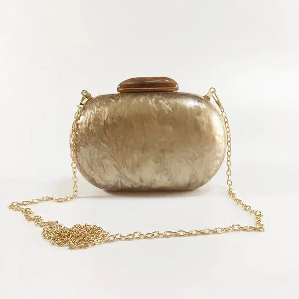 Pink Round Acrylic Evening Pearl Bag