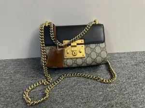 Preloved Gucci Padlock Bag Beige Leather Shoulder Bag