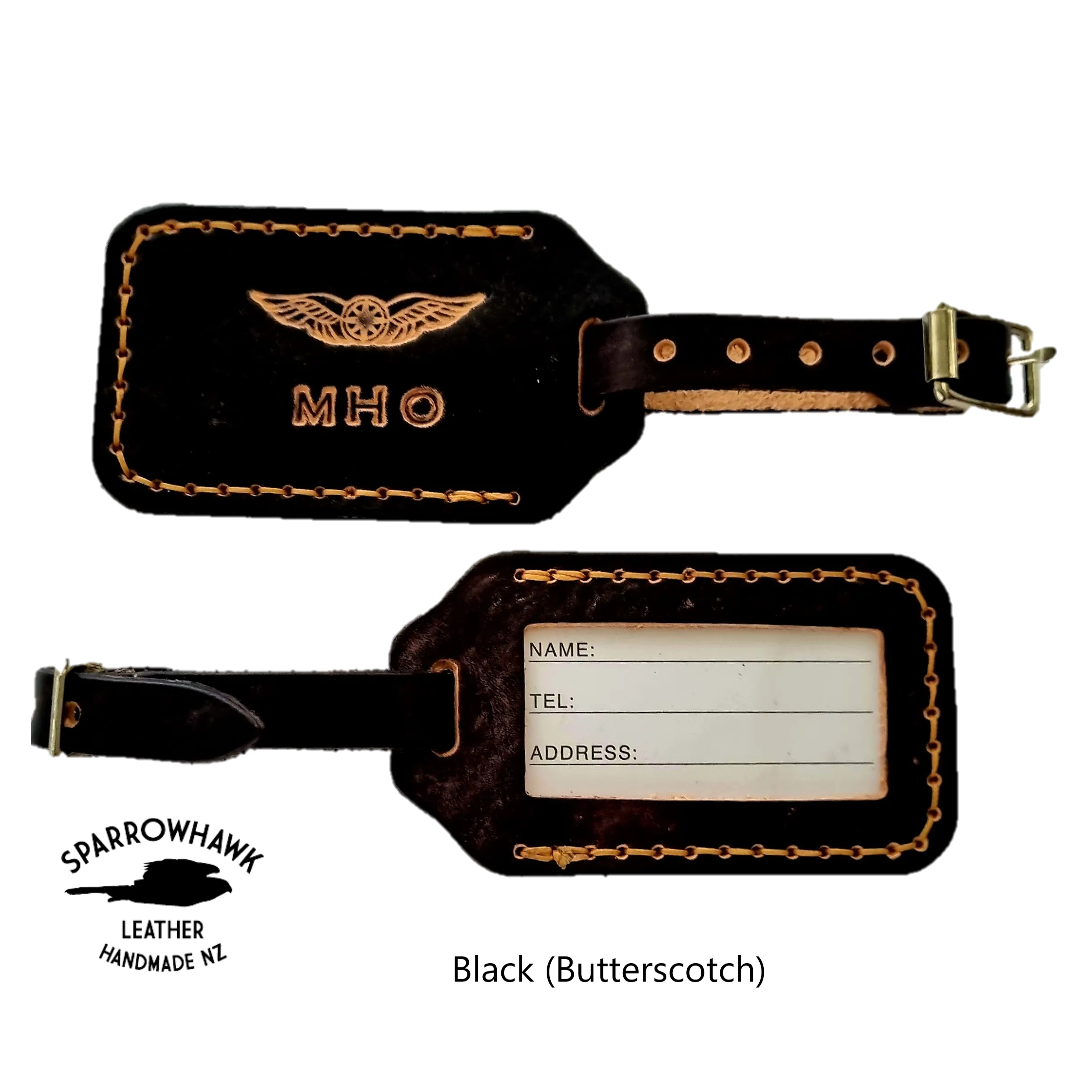 Premium Leather Luggage Tag - Hand Dyed with Embossed Initials