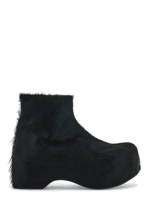 "long-haired chunky ankle boots TCMS011304P4122 BLACK