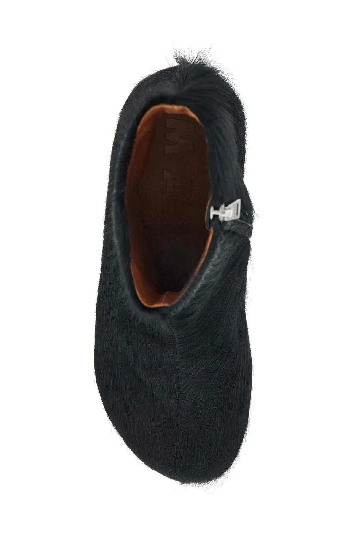 "long-haired chunky ankle boots TCMS011304P4122 BLACK