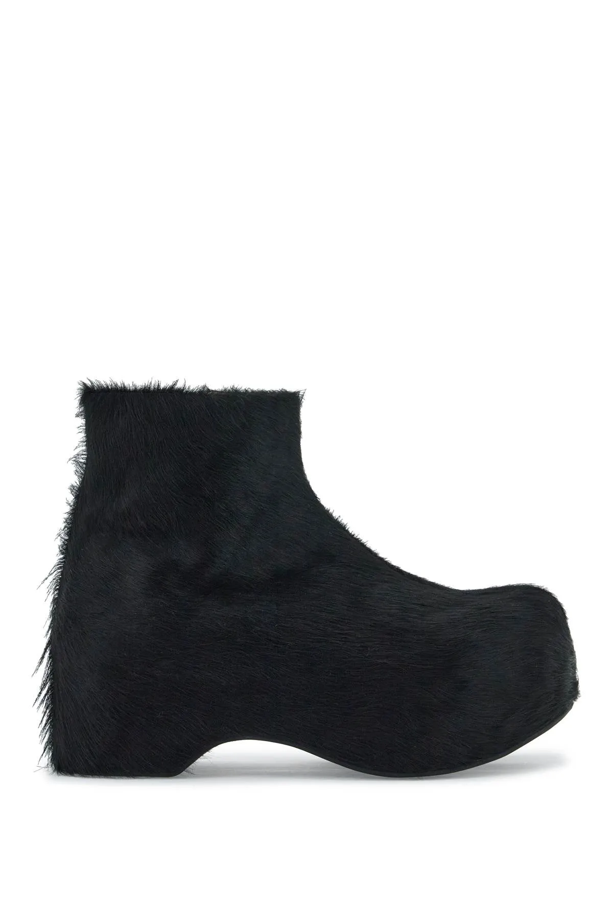 "long-haired chunky ankle boots TCMS011304P4122 BLACK