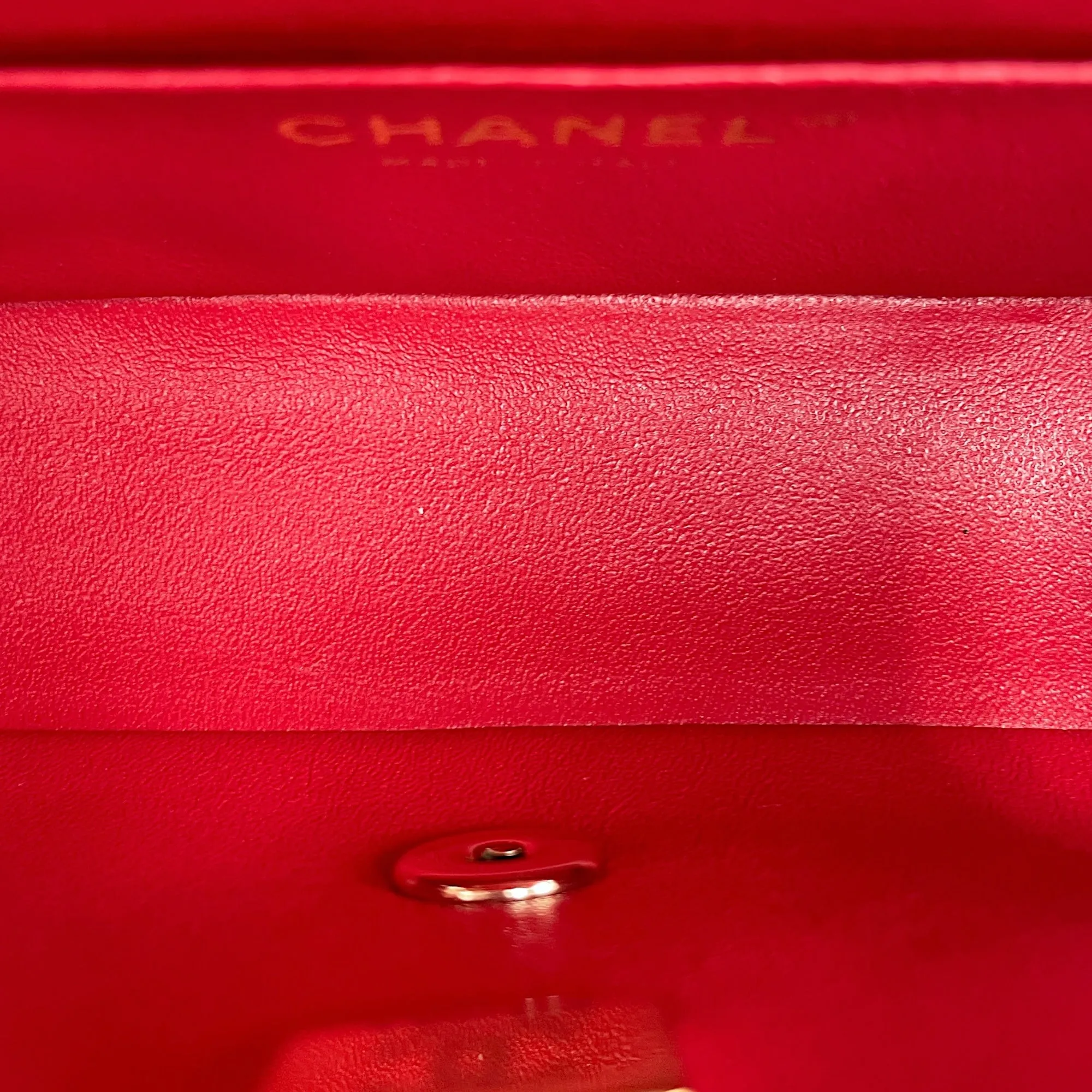 Rectangle Mini Red Crossbody Bag in Lambskin, Gold hardware