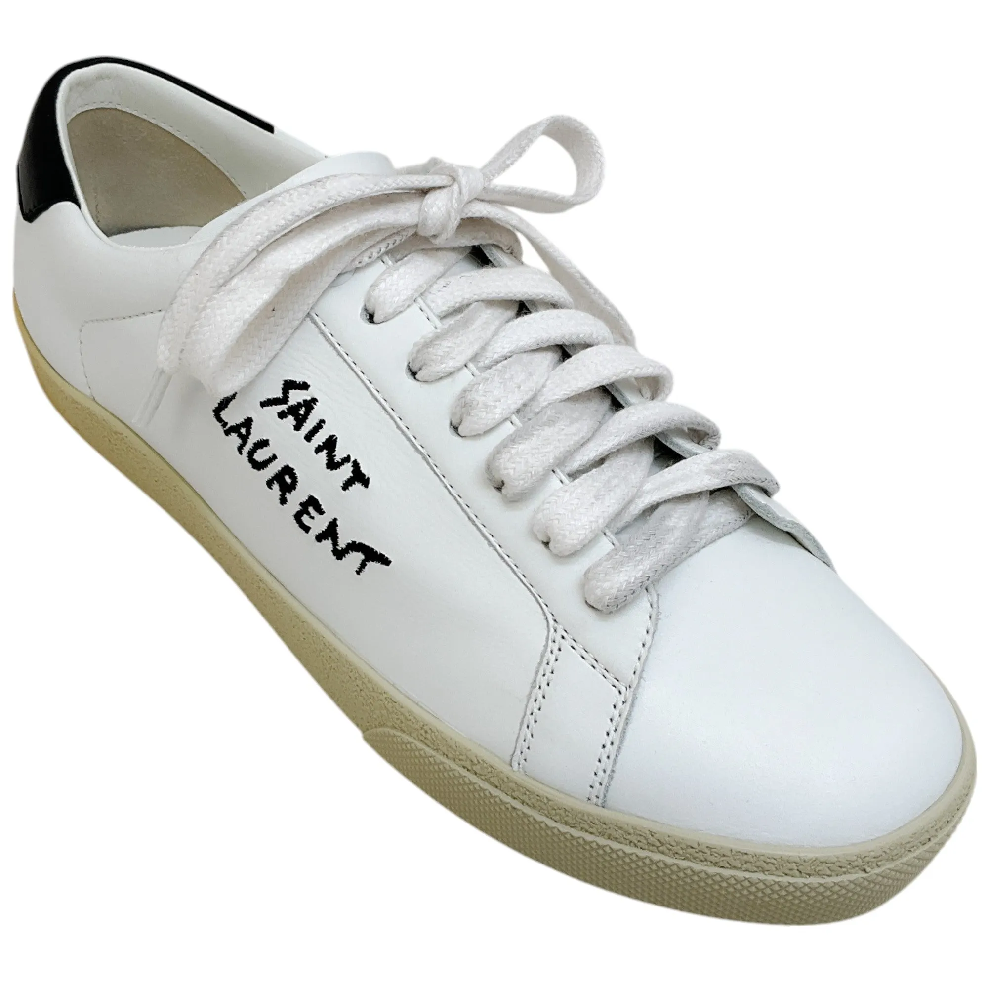 Saint Laurent White Leather Court Classic Sneakers
