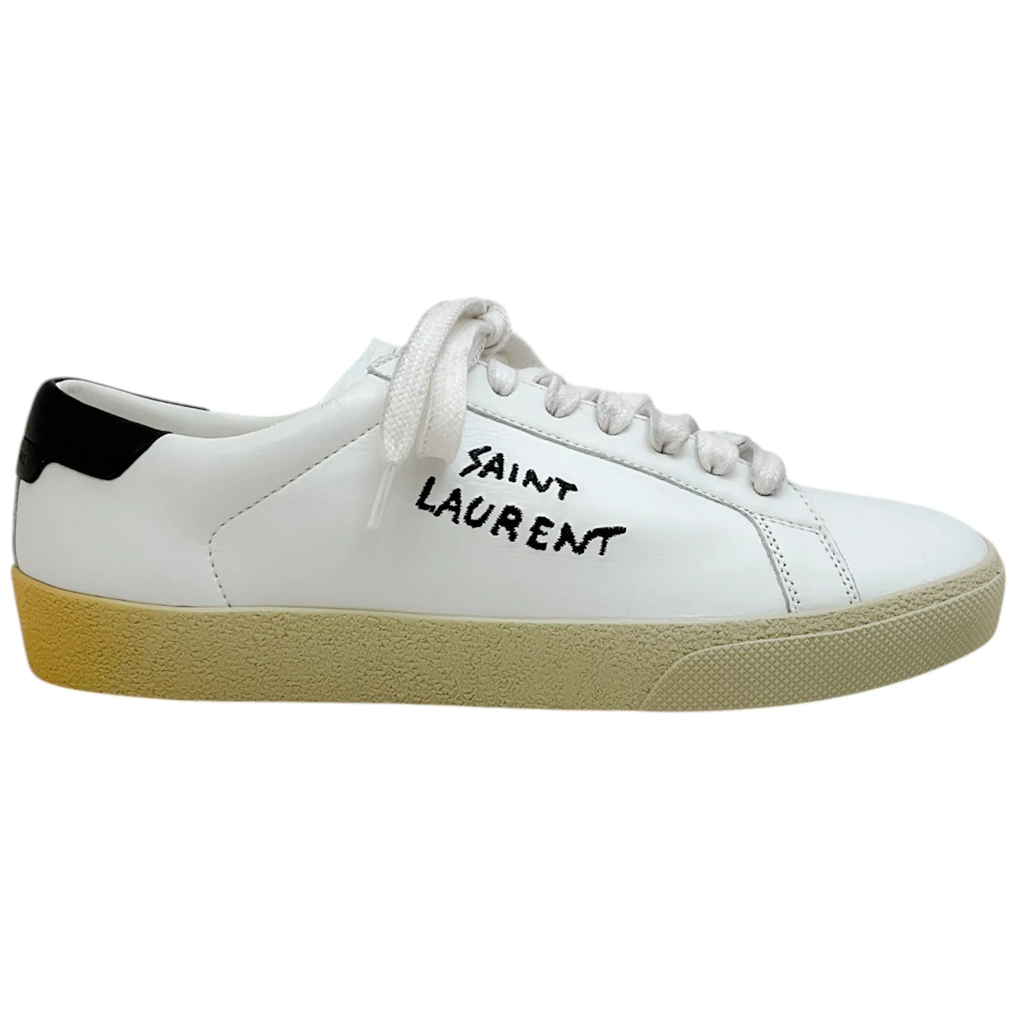 Saint Laurent White Leather Court Classic Sneakers