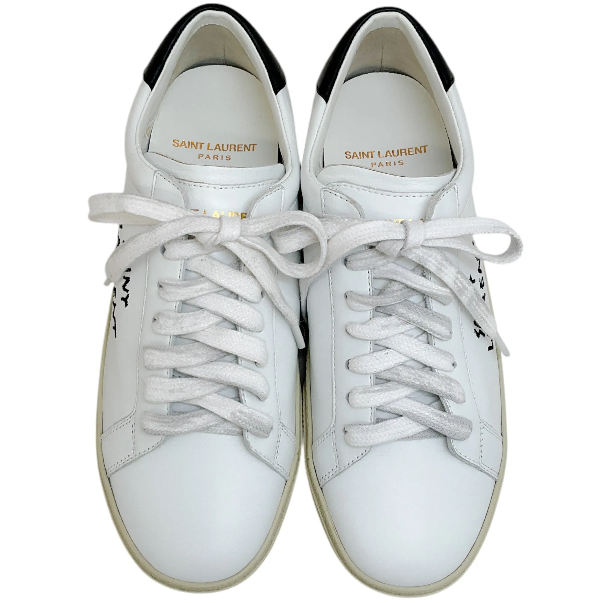 Saint Laurent White Leather Court Classic Sneakers