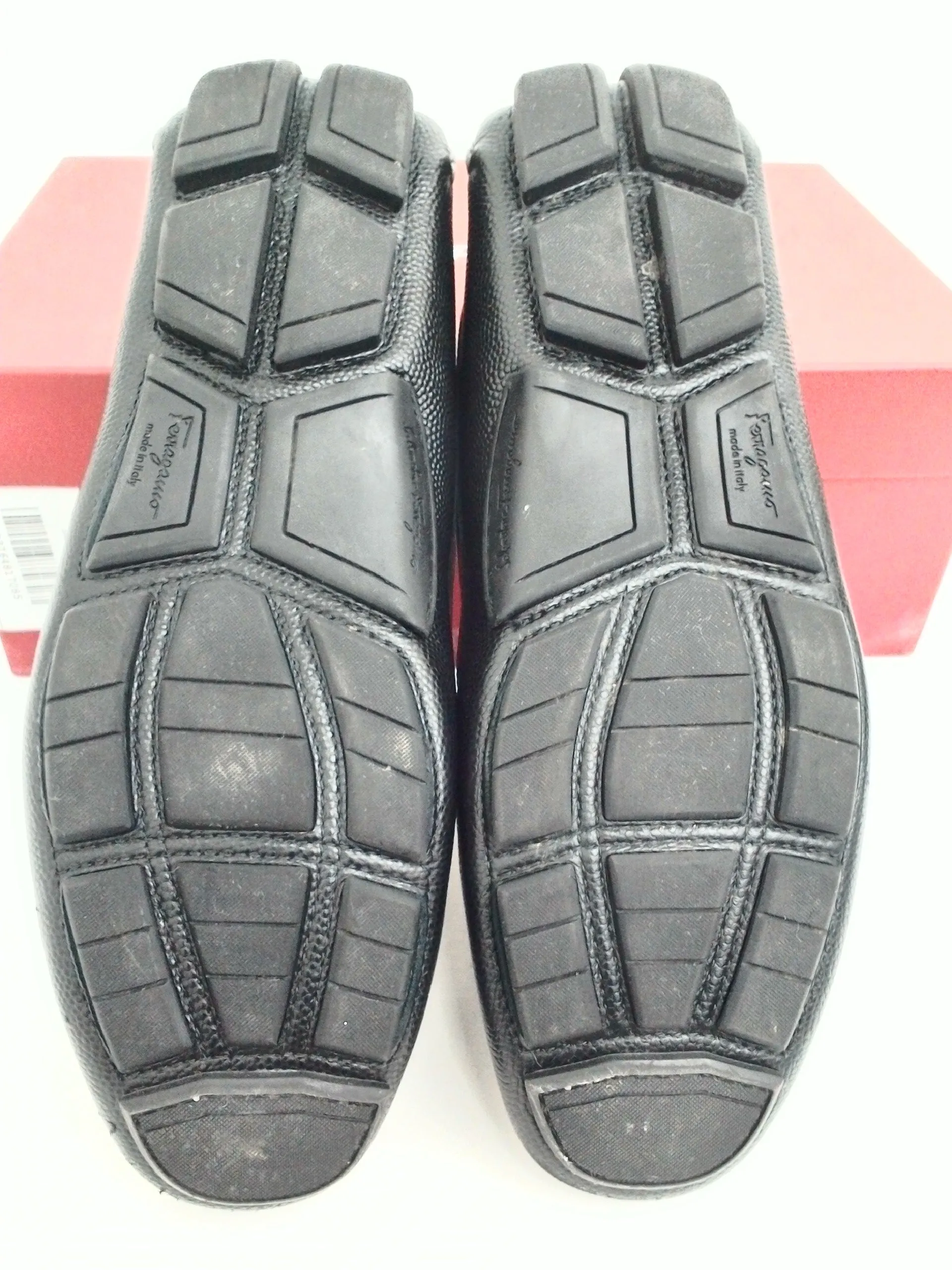 Salvatore Ferragamo Men's Parigi Nero Pebble Calf Size 8.5 D