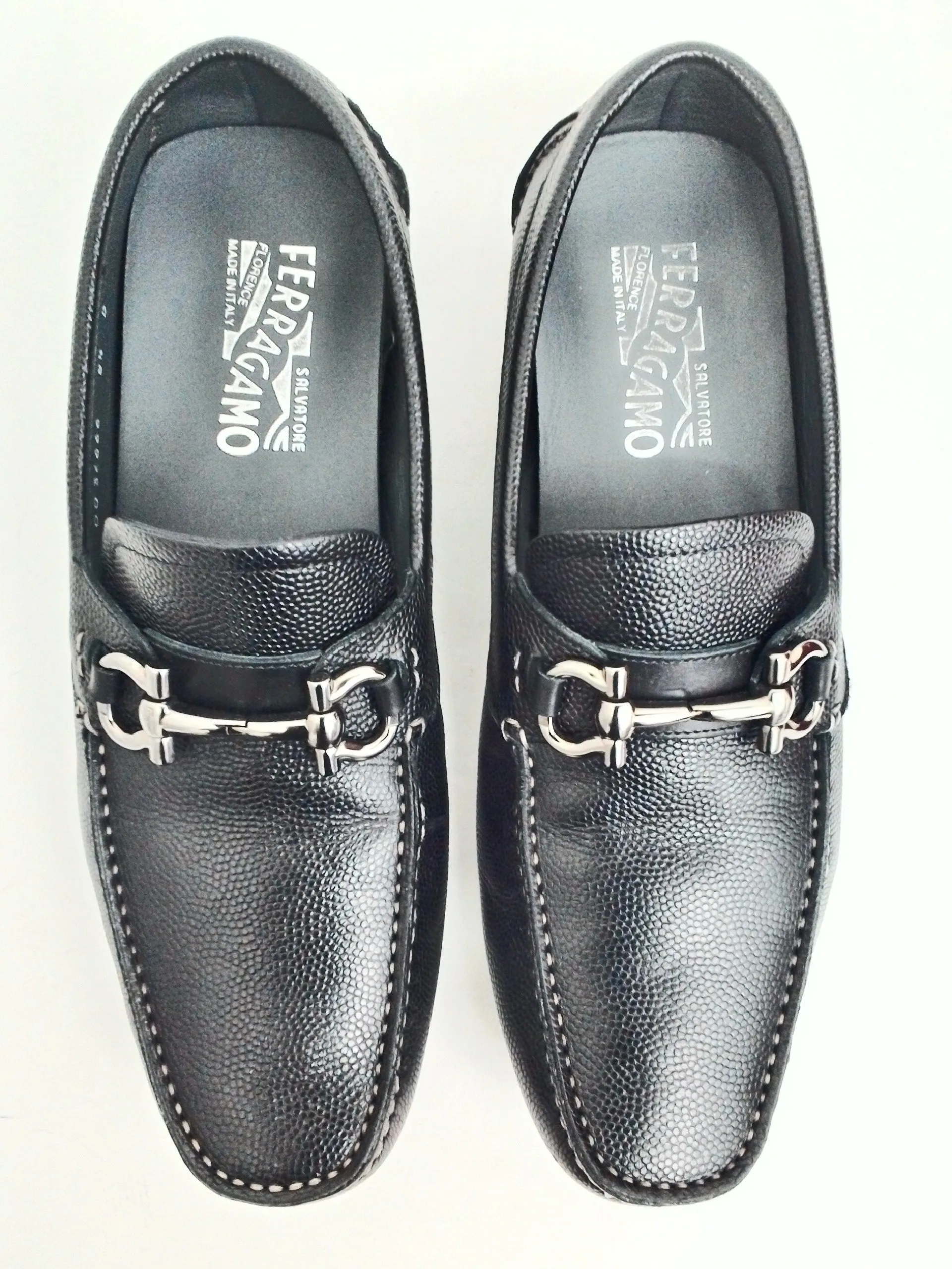 Salvatore Ferragamo Men's Parigi Nero Pebble Calf Size 8.5 D