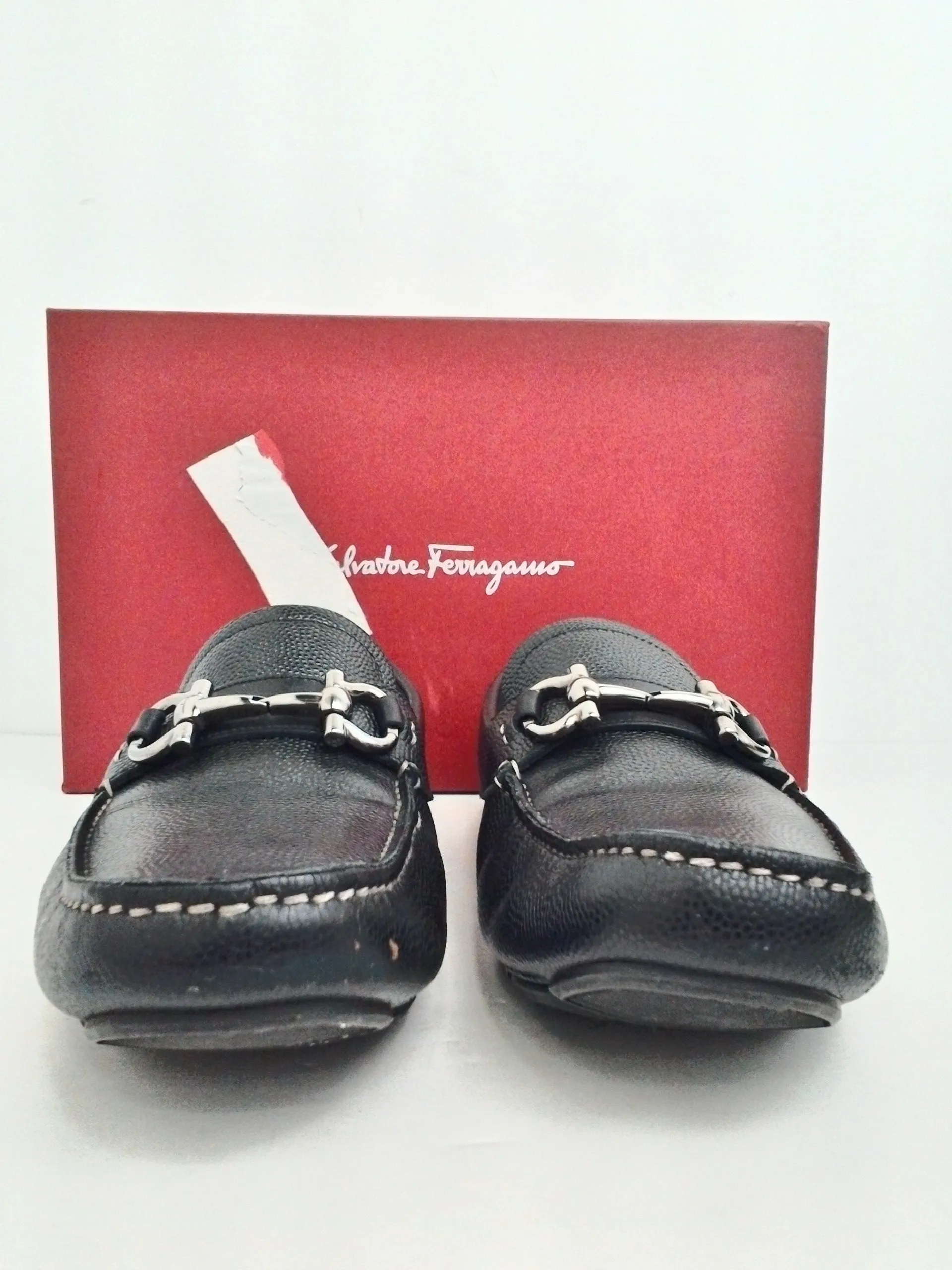 Salvatore Ferragamo Men's Parigi Nero Pebble Calf Size 8.5 D