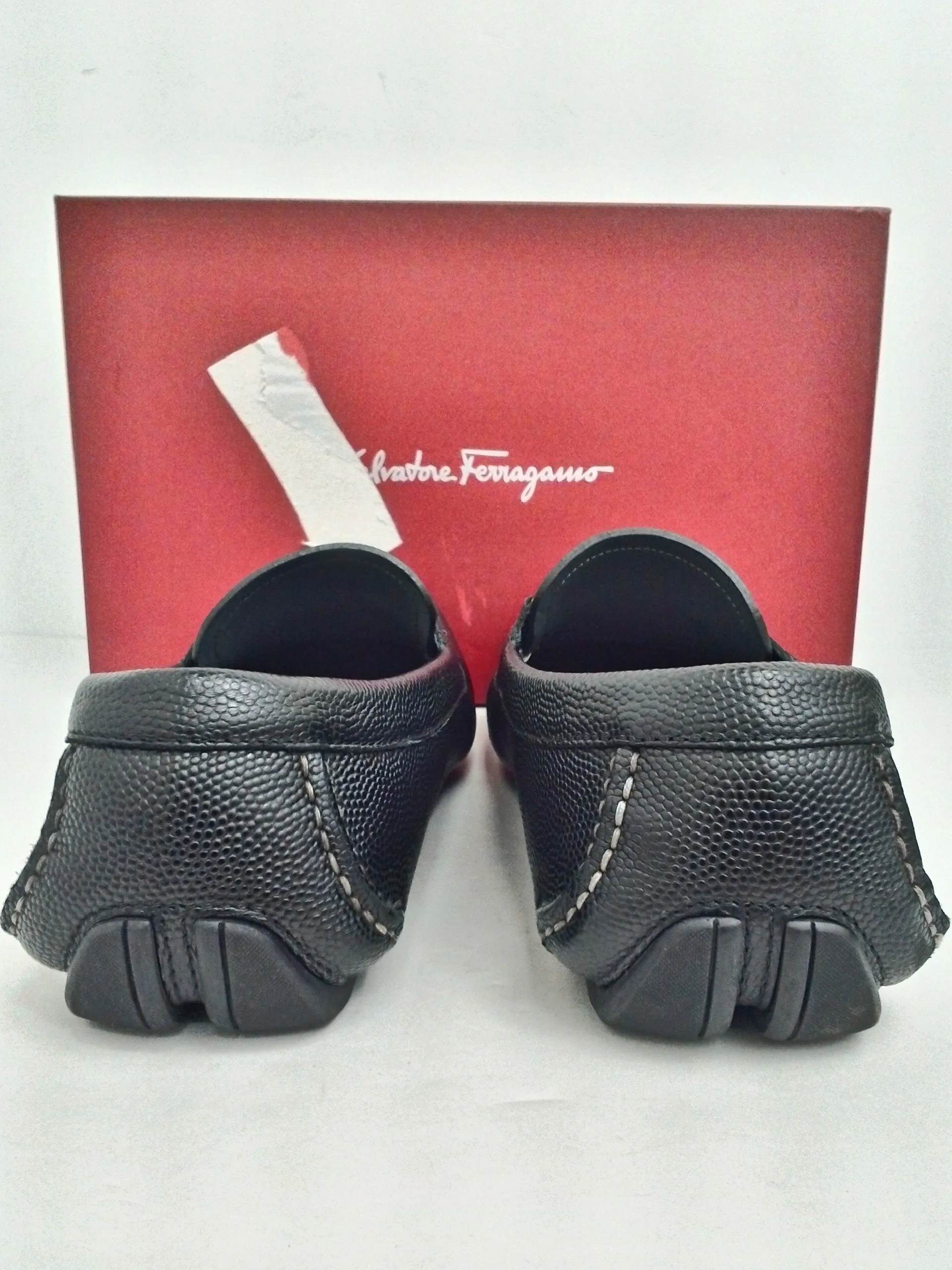 Salvatore Ferragamo Men's Parigi Nero Pebble Calf Size 8.5 D