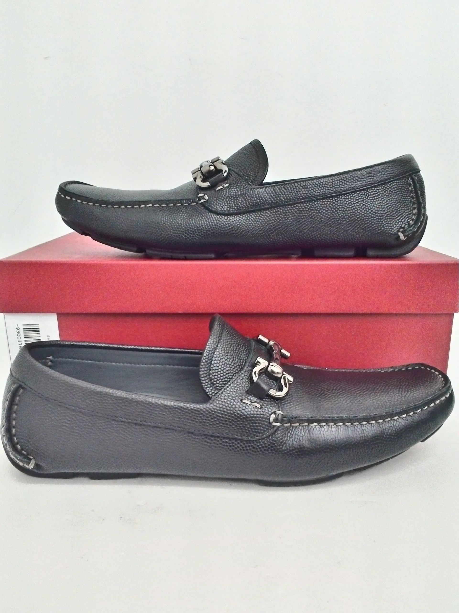 Salvatore Ferragamo Men's Parigi Nero Pebble Calf Size 8.5 D