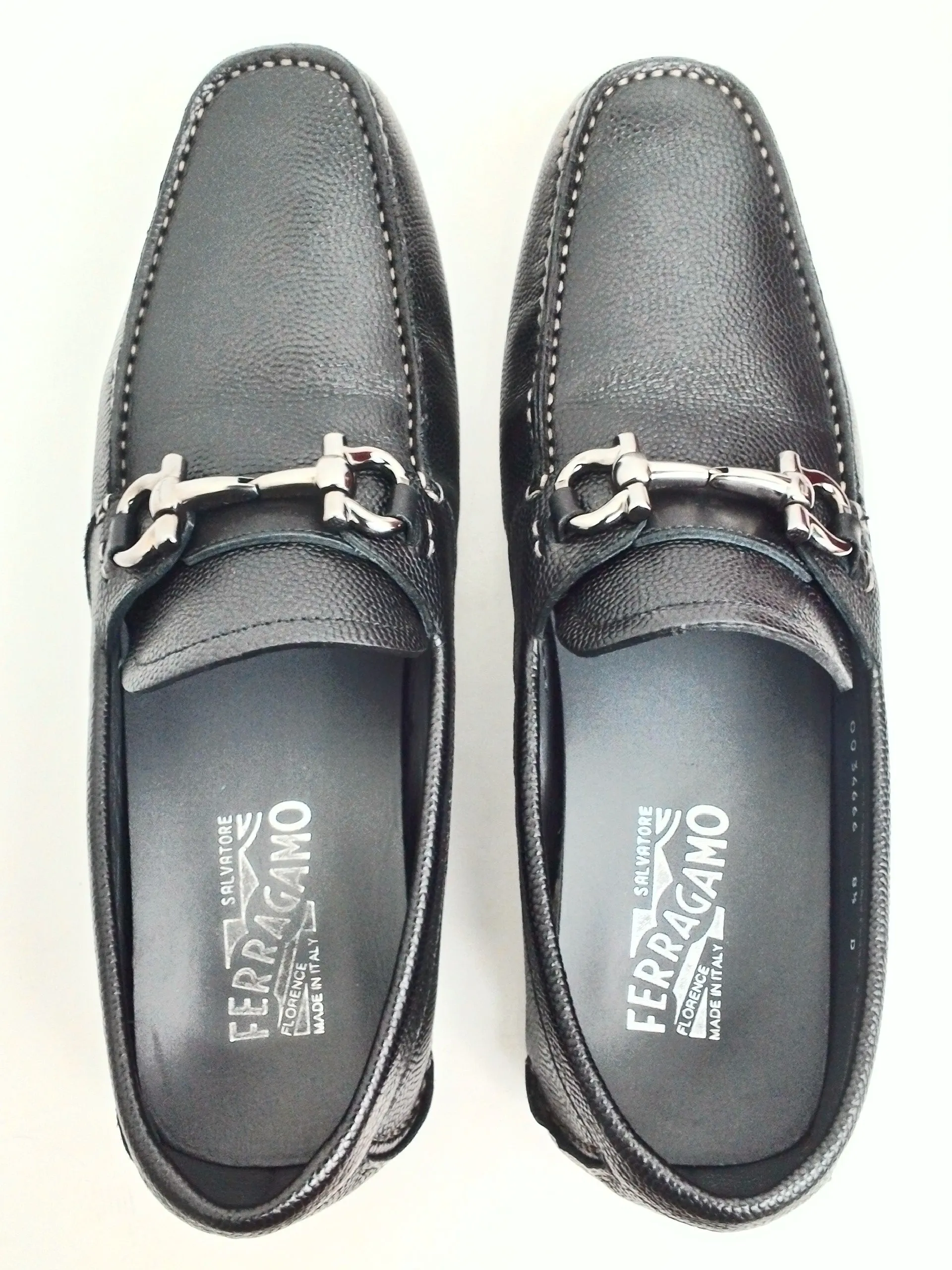Salvatore Ferragamo Men's Parigi Nero Pebble Calf Size 8.5 D