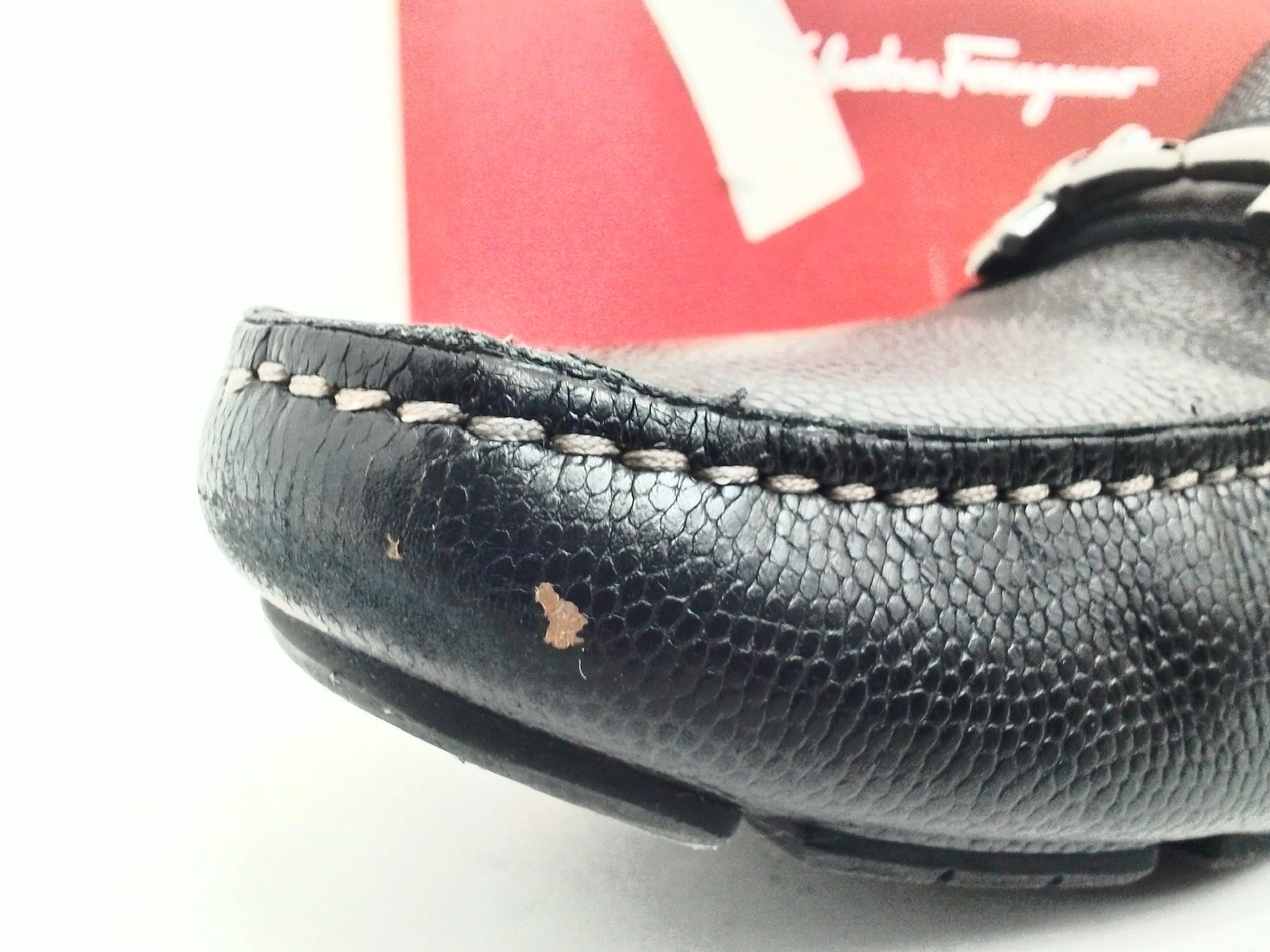 Salvatore Ferragamo Men's Parigi Nero Pebble Calf Size 8.5 D