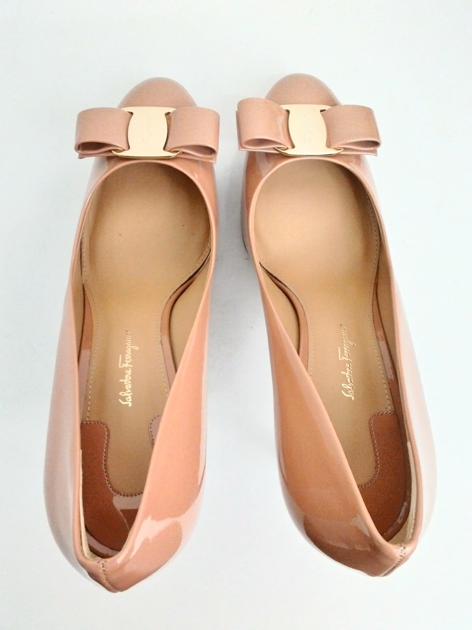 Salvatore Ferragamo Women's Tan Patent Heels Size 11 B