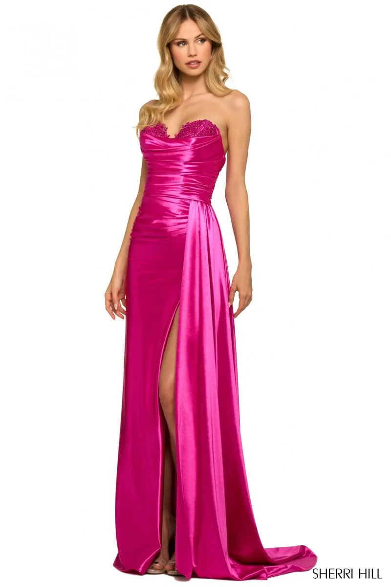 Sherri Hill Long Satin Prom Dress 55230