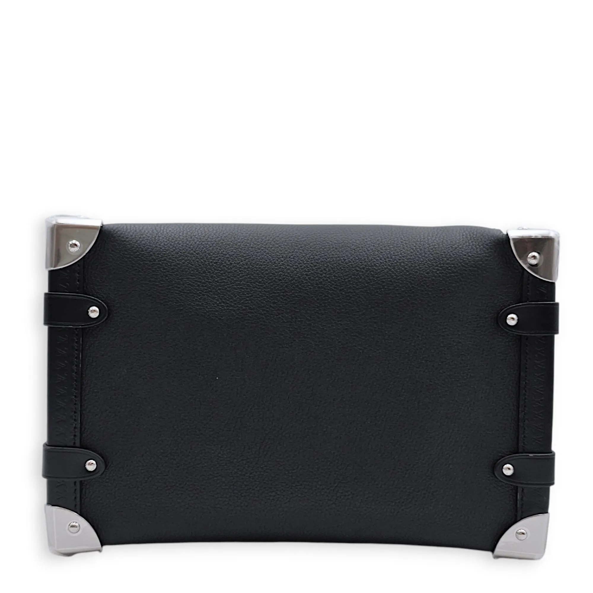 Side Trunk MM 23.5x16x8.5cm Black Crossbody Bag in Calfskin, Silver hardware