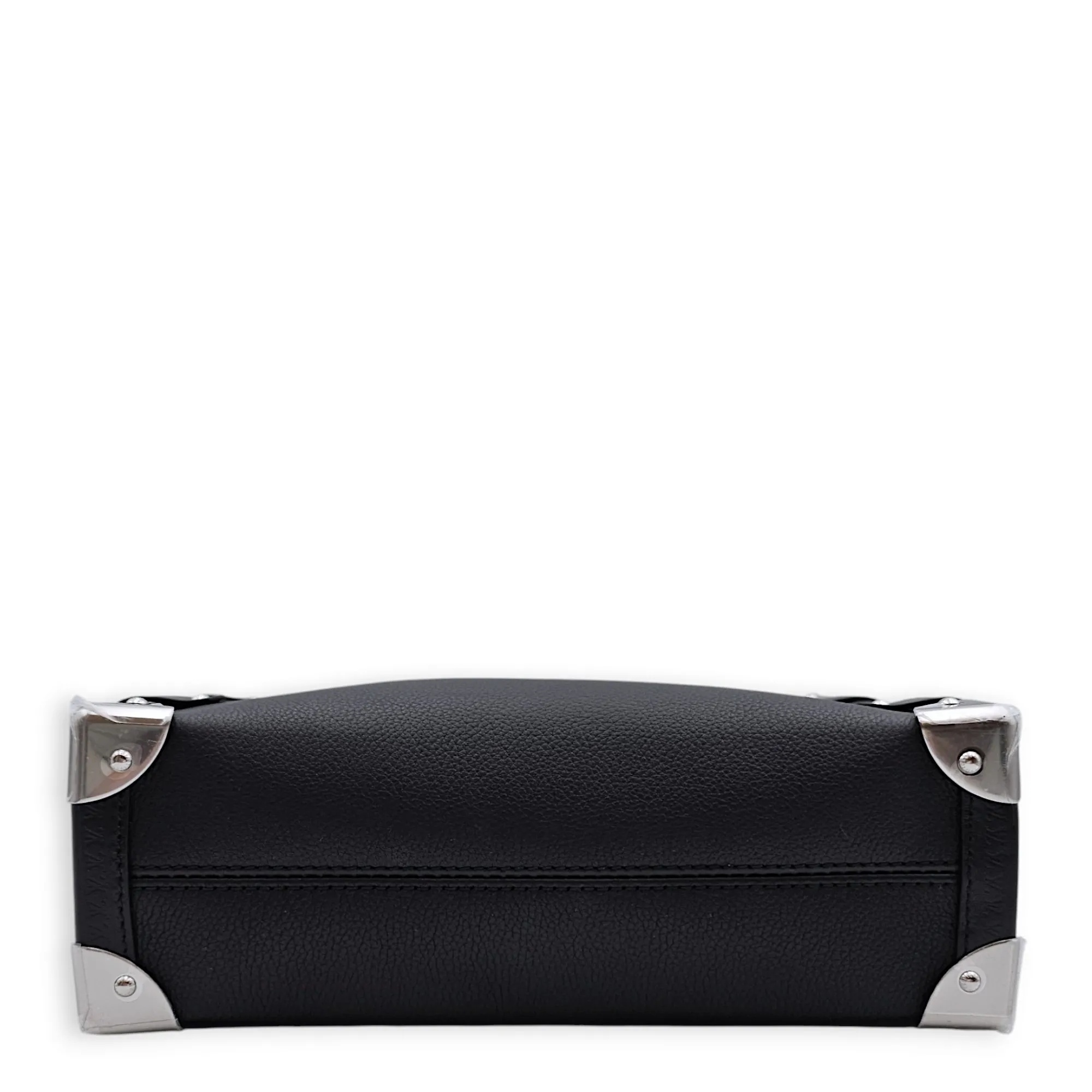 Side Trunk MM 23.5x16x8.5cm Black Crossbody Bag in Calfskin, Silver hardware