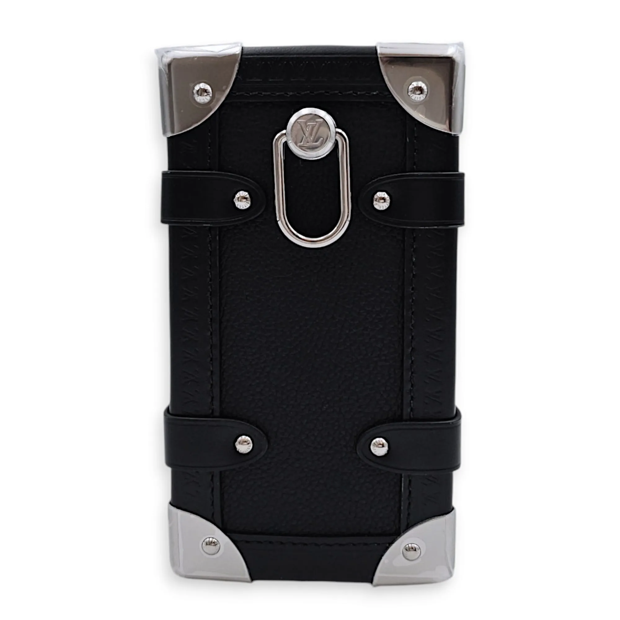 Side Trunk MM 23.5x16x8.5cm Black Crossbody Bag in Calfskin, Silver hardware