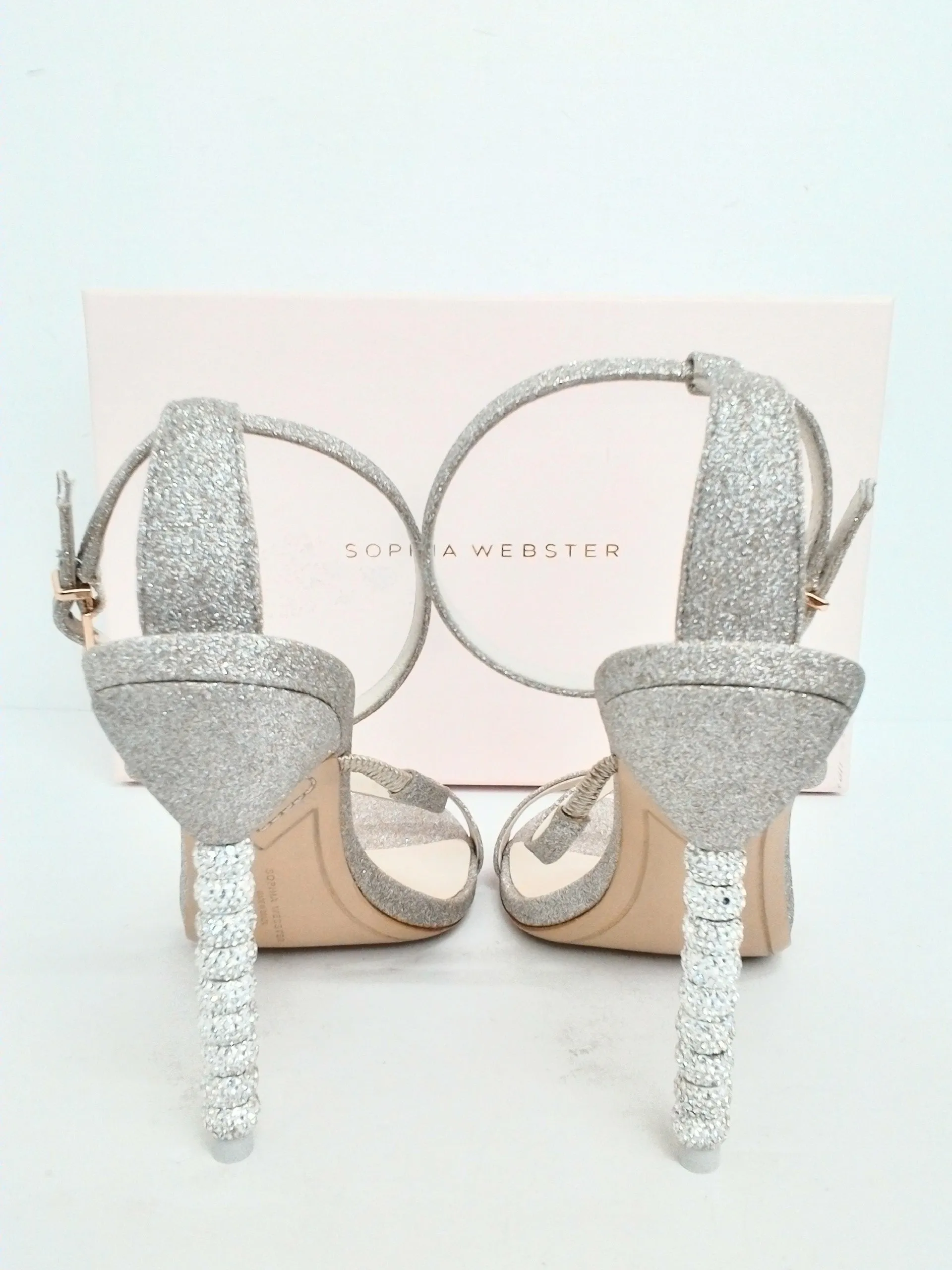 Sophia Webster Women's Champagne Sparkly Heeled Sandal Size 40