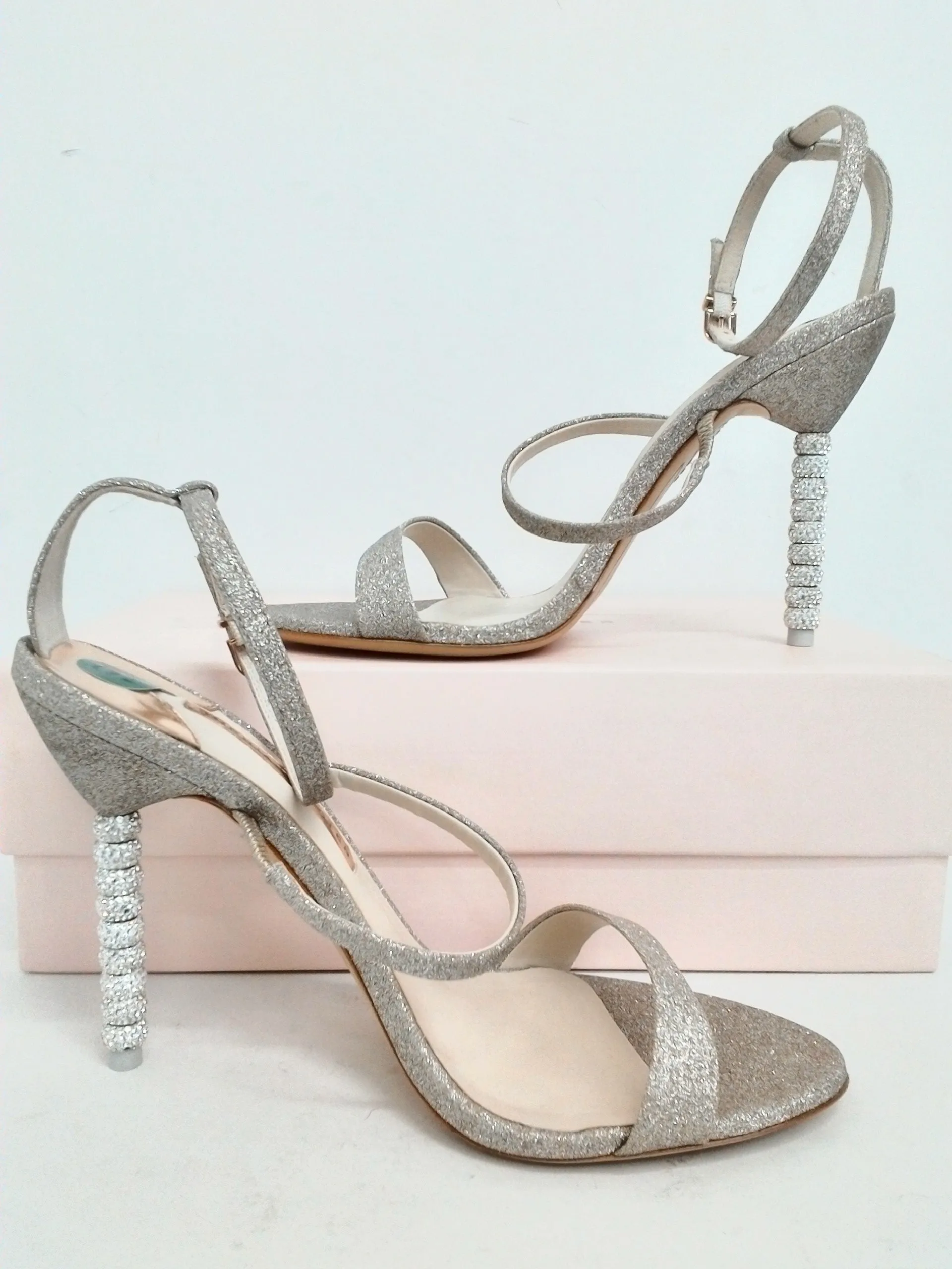 Sophia Webster Women's Champagne Sparkly Heeled Sandal Size 40
