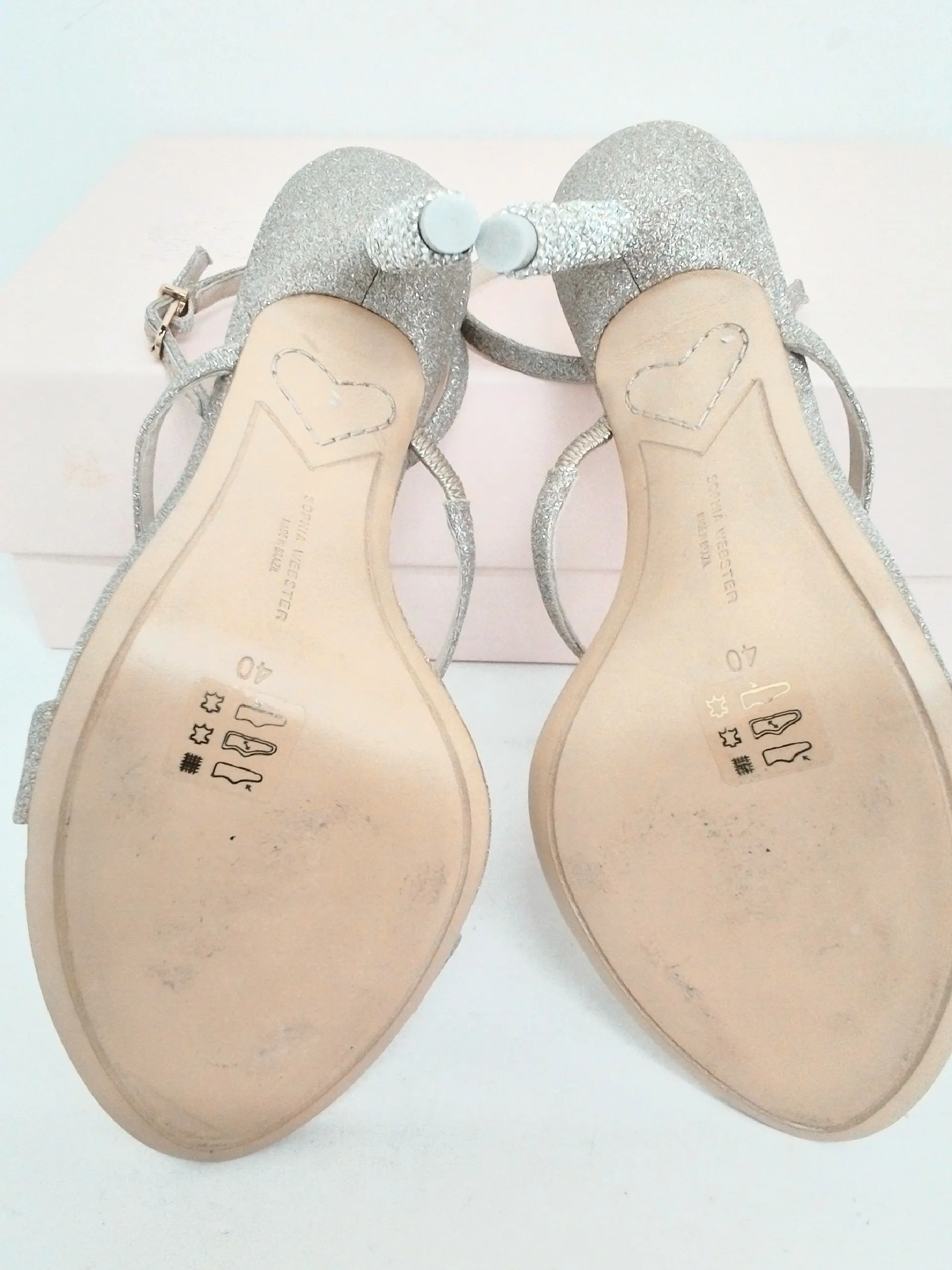 Sophia Webster Women's Champagne Sparkly Heeled Sandal Size 40
