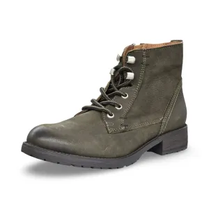Steve Madden Gobbin Olive Leather Fashion Lace Up Zip Rounded Toe Ankle Booties