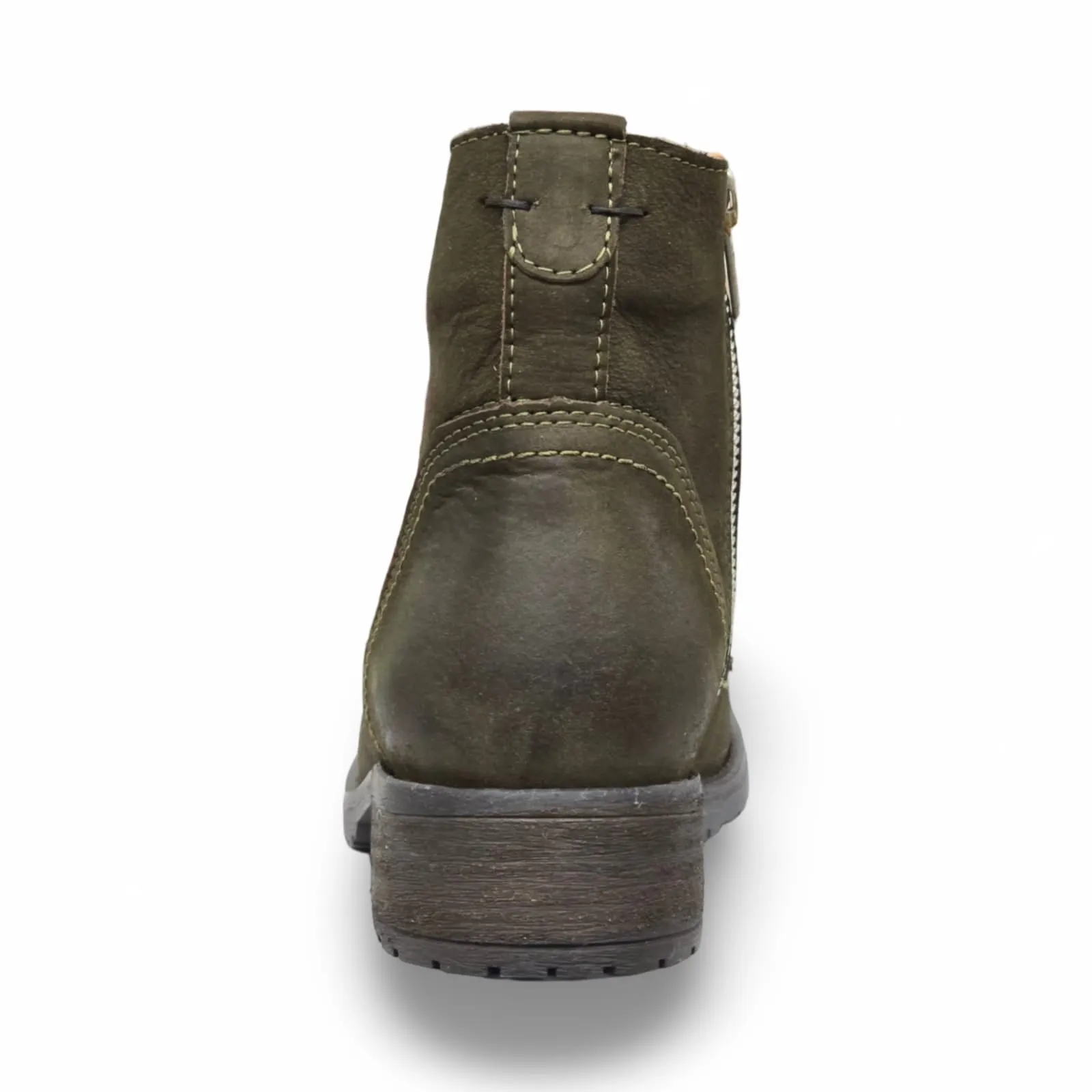 Steve Madden Gobbin Olive Leather Fashion Lace Up Zip Rounded Toe Ankle Booties