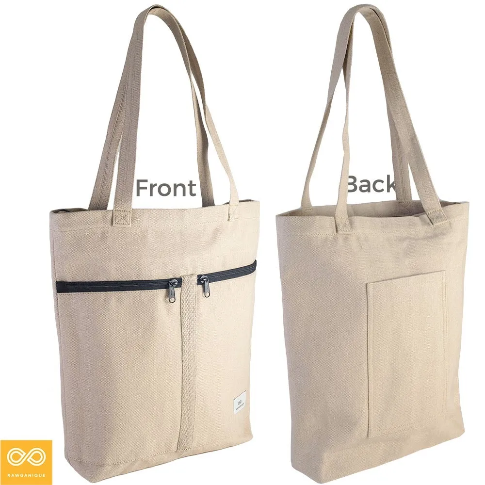 STOCKHOLM 100% Organic Hemp Travel Tote / Commuter / Personal Carryon Bag (15.5x15.5x3.5) (Plastic-free)