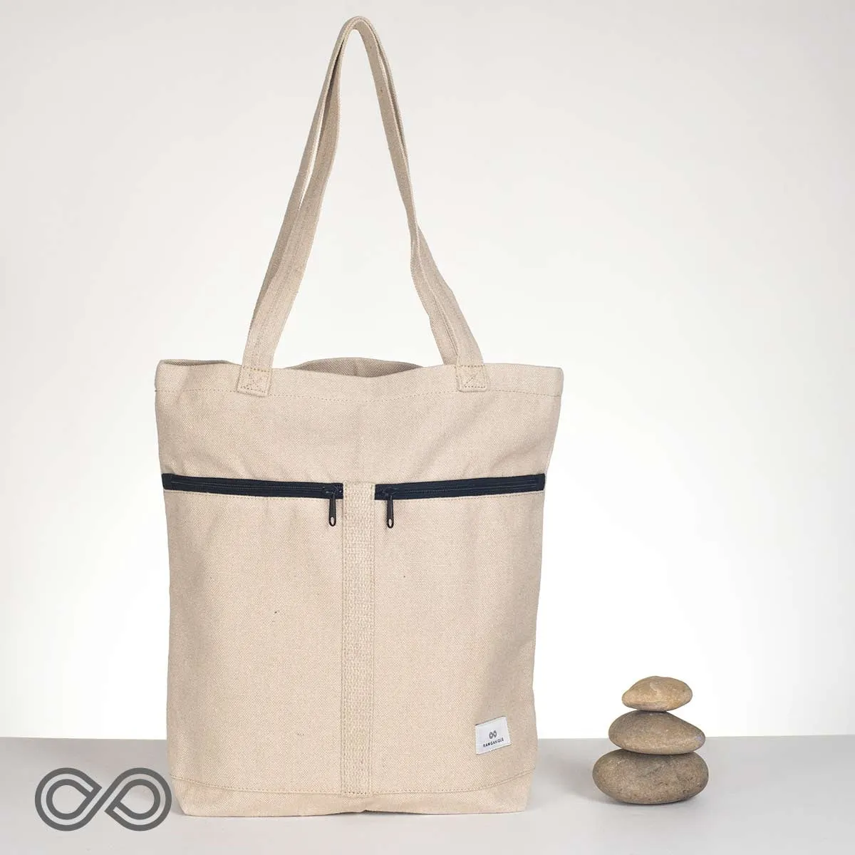 STOCKHOLM 100% Organic Hemp Travel Tote / Commuter / Personal Carryon Bag (15.5x15.5x3.5) (Plastic-free)